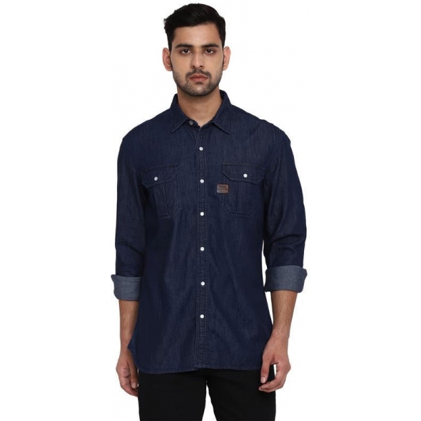 Genuine Apparel ROYAL ENFIELD Washed Denim Shirt - Indigo | re_RLASHN000285 | euronetbike-net