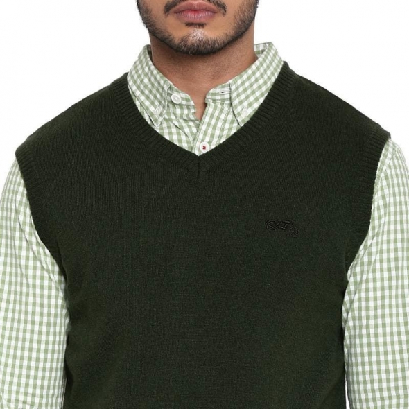 Genuine Apparel ROYAL ENFIELD Sleeveless V-Neck Sweater - Olive | re_RLASWA211331 | euronetbike-net