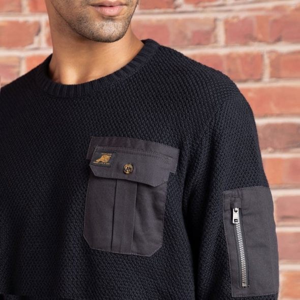 Genuine Apparel ROYAL ENFIELD Royal Enfield Military Sweater - Black | re_RLASWA220517 | euronetbike-net