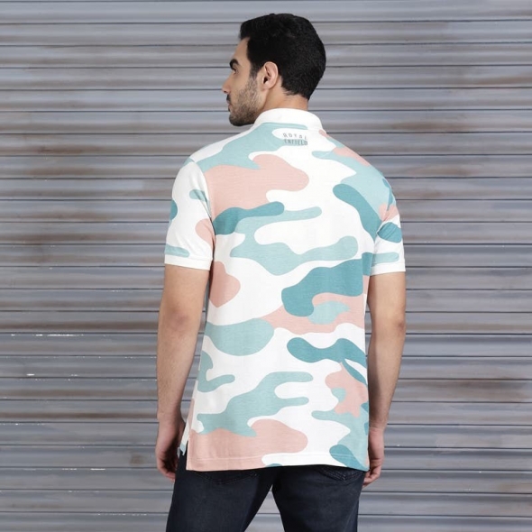 Genuine Apparel ROYAL ENFIELD Spring Camo Tee - Light Blue | re_RLATSS221055 | euronetbike-net