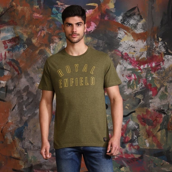 Genuine Apparel ROYAL ENFIELD Head Turner T-Shirt - Olive Melange | re_RLATSS231615 | euronetbike-net