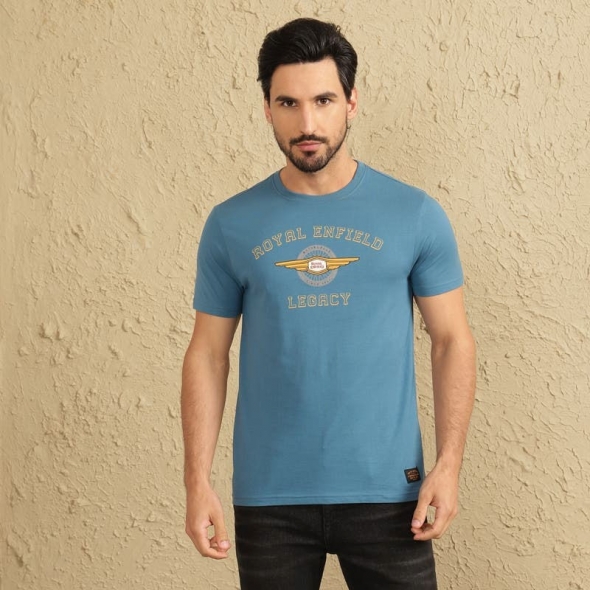 Genuine Apparel ROYAL ENFIELD Enfield Heritage Crewneck - Vintage Blue | re_RLATSA230530 | euronetbike-net