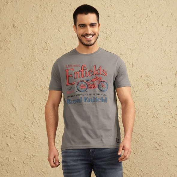 Genuine Apparel ROYAL ENFIELD Vintage Flea T-Shirt - Grey | RLATSA230541 | re_RLATSA230543 | euronetbike-net