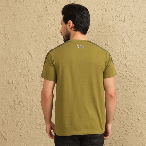Genuine Apparel ROYAL ENFIELD Striped Adventurer T-Shirt - Olive | re_RLATSA230574 | euronetbike-net