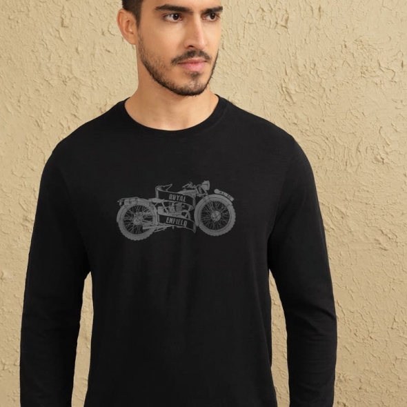Genuine Apparel ROYAL ENFIELD Retro Rider T-Shirt - Black | re_RLATSA230607 | euronetbike-net