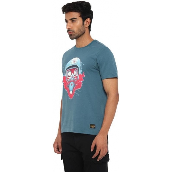 Genuine Apparel ROYAL ENFIELD Aom In The Bones T-Shirt - Turkish Blue | RLATSO220027 | re_RLATSO220032 | euronetbike-net