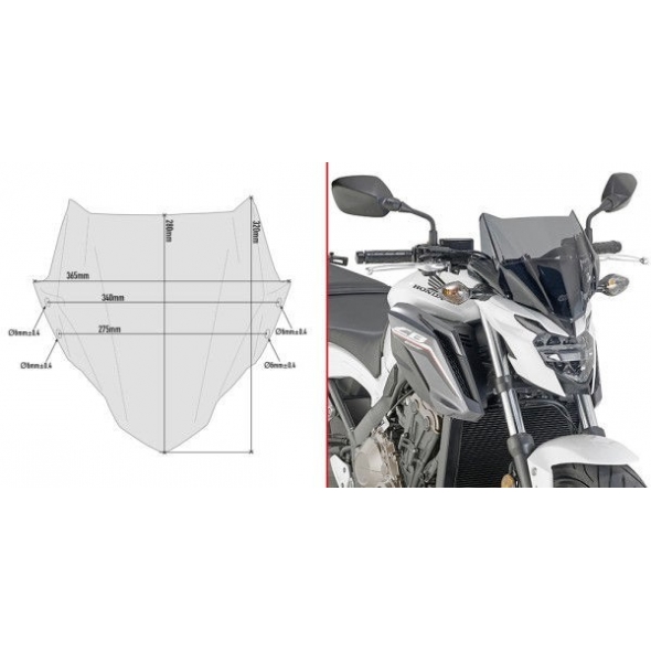 GIVI Parts GIVI Screen With Installation Kit Smoked - Abe I. V. | A1159G | givi_A1159G | euronetbike-net