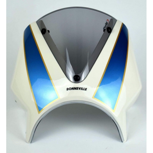 Pyramid Plastics parts Pyramid Fly Screen | Fusion White & Aegean Blue | Triumph Bonneville T100 2016> | 26002D | pyr_26002D | euronetbike-net