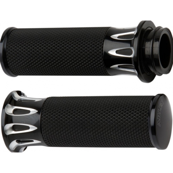 Arlen Ness ARLEN NESS GRIPS DEEP CUT FUSION THROTTLE BY CABLE BLACK | 07-317 | aness_07-317 | euronetbike-net