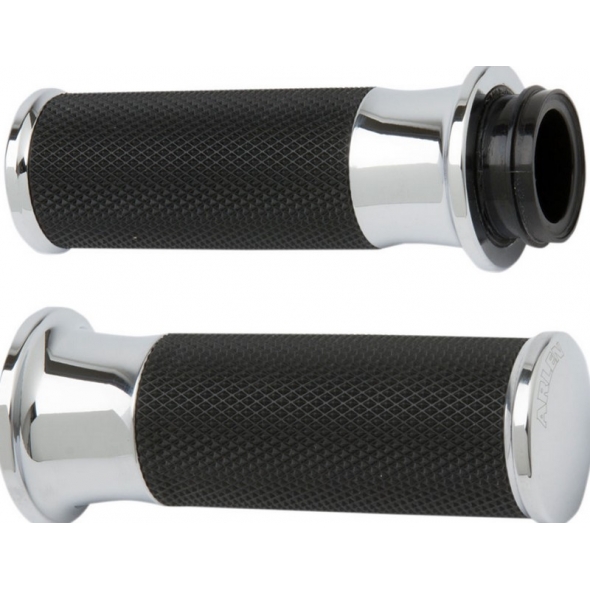 Arlen Ness ARLEN NESS GRIPS SMOOTH FUSION THROTTLE BY CABLE CHROME | 07-322 | aness_07-322 | euronetbike-net