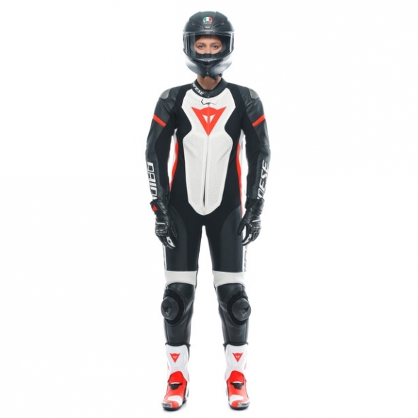 Dainese wear Dainese Grobnik Lady Leather 1Pc Suit Perf. Black/White/Fluo-Red | 202513484-N32 | dai_202513484-N32_54 | euronetbike-net