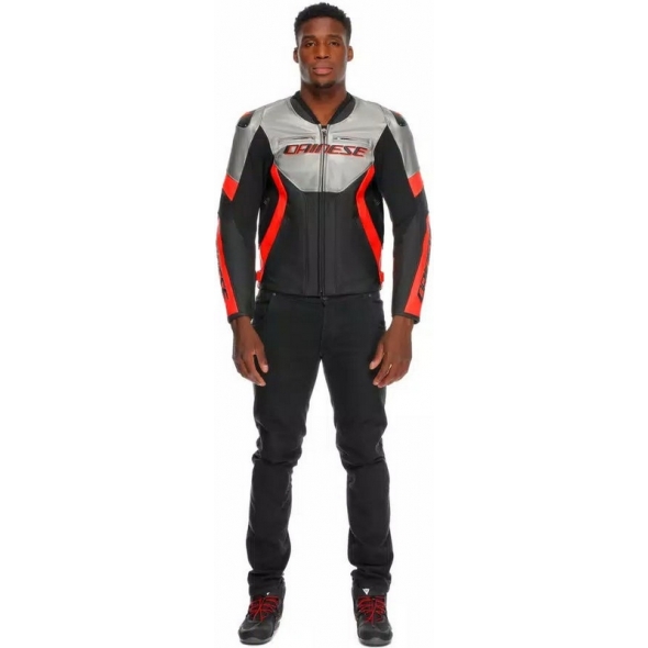 Dainese wear Dainese RACING 5 LEATHER JACKET, SILVER/BLACK/RED-FLUO | 2015300031-245 | dai_2015300031-245_58 | euronetbike-net Dainese wear Dainese RACING 5 LEATHER JACKET, SILVER/BLACK/RED-FLUO | 2015300031-245 | dai_2015300031-245_58 | euronetbike-net