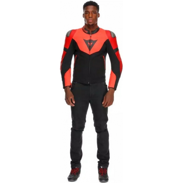 Dainese wear Dainese IPERATTIVA LEATHER-TEX JACKET, RED-FLUO/BLACK | 2015300036-779 | dai_2015300036-779_46 | euronetbike-net