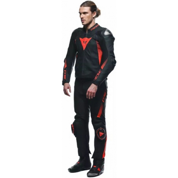 Dainese wear Dainese SUPER SPEED LEATHER PANTS, BLACK/RED-FLUO | 2015500001-628 | dai_2015500001-628_62 | euronetbike-net