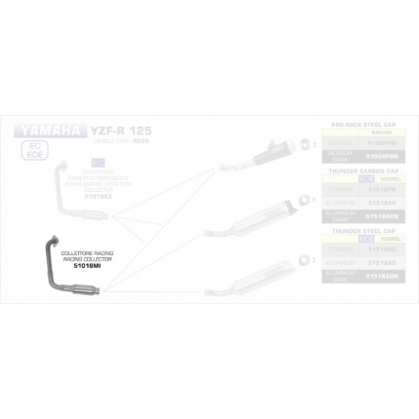 Arrow ARROW YAMAHA YZF-R125 '19 STAINLESS STEEL COLLECTOR FOR ARROW SILENCERS | 51018MI | arr_51018MI | euronetbike-net