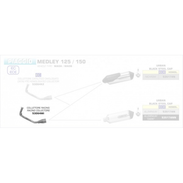 Arrow ARROW PIAGGIO MEDLEY 125/150 '16 STAINLESS STEEL COLLECTOR FOR ARROW SILENCERS | 53064MI | arr_53064MI | euronetbike-net
