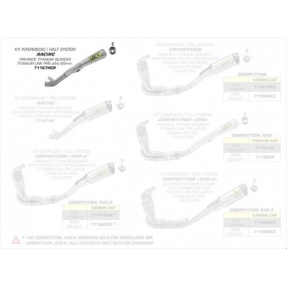 Arrow ARROW KAWASAKI ZX-10RR TITANIUM LINK PIPE + PRO RACING SILENCER DIA.65 FOR ORIGINAL COLLECTORS | 71167HCP | arr_71167HCP | euronetbike-net