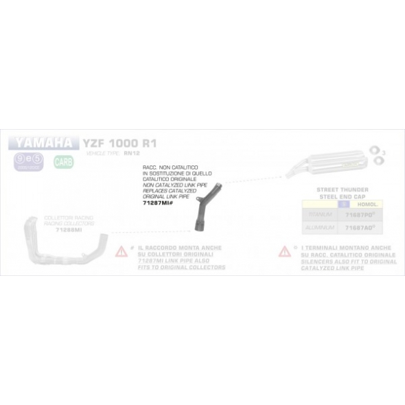 Arrow ARROW YAMAHA YZF R1 '04 CENTRAL MID-PIPE FOR ARROW AND STOCL COLLECTORS | 71287MI | arr_71287MI | euronetbike-net