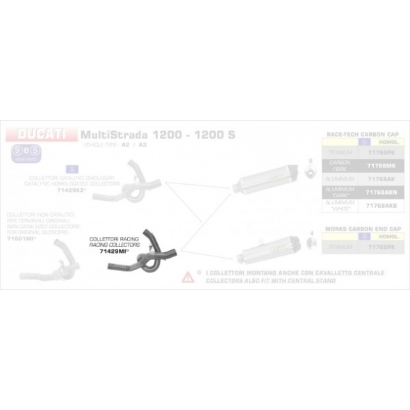 Arrow ARROW DUCATI MULTISTRADA 1200 '10/11 STAINLESS STEEL 2:1 COLLECTORS FOR ARROW SILENCERS | 71429MI | arr_71429MI | euronetbike-net