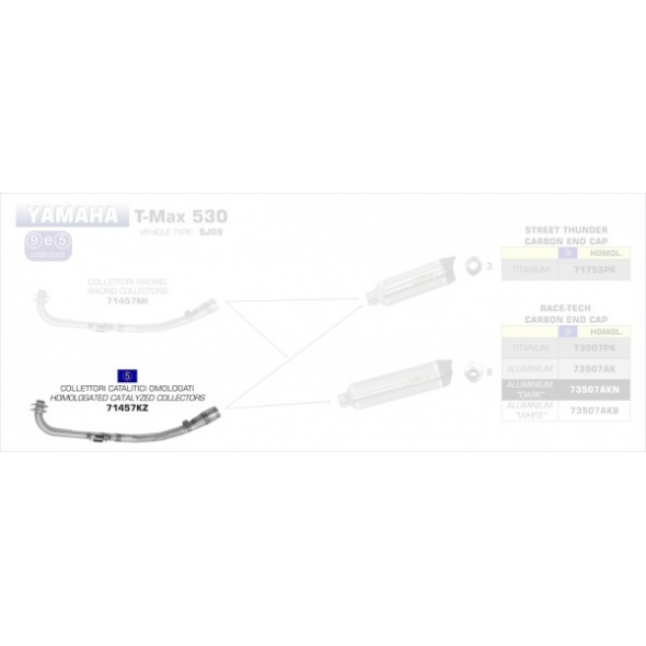Arrow ARROW YAMAHA T-MAX 530 '12 STAINLESS STEEL 2:1 HOMOLOGATED CATALYZED COLLECTOR FOR ARROW SILENCERS | 71457KZ | arr_71457KZ | euronetbike-net