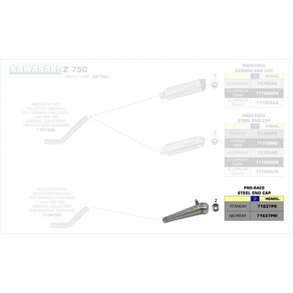 Arrow ARROW KAWASAKI Z 750 '04-'06/ Z 750 S '05-'06 NICHROM HOMOLOGATED EXHAUST | 71637PRI | arr_71637PRI | euronetbike-net