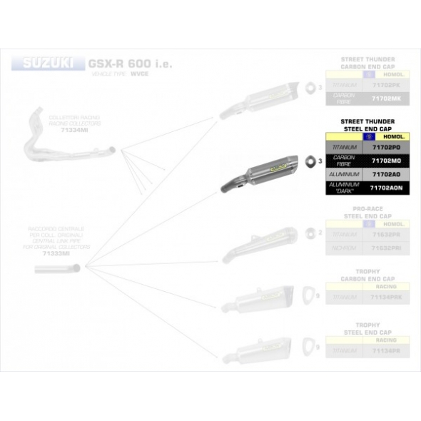 Arrow ARROW SUZUKI GSX-R 600/ 750 '06 ALUMINIUM HOMOLOGATED EXHAUST FOR STOCK AND ARROW COLLECTORS | 71702AO | arr_71702AO | euronetbike-net