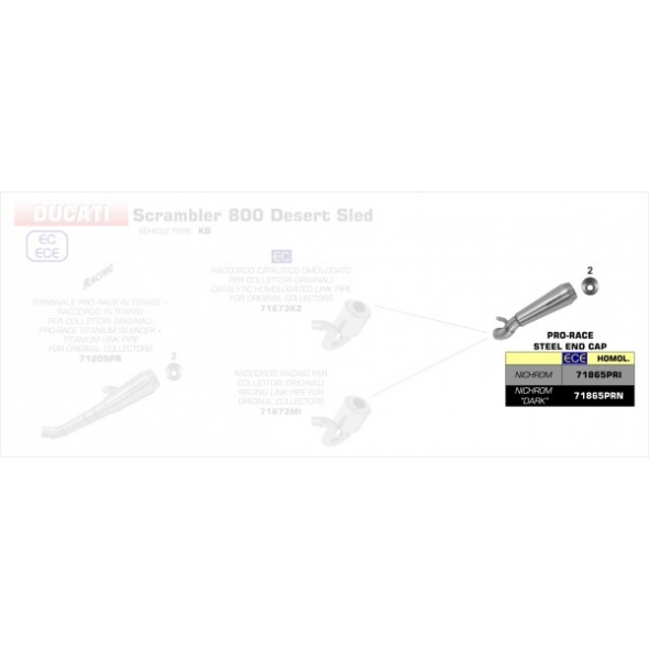 Arrow ARROW DUCATI SCRAMBLER DESERT SLED '17 HOMOL. NICHROM PRO-RACE SILENCER WITH DB KILLER FOR ORIGINAL COLLECTORS | 71865PRI | arr_71865PRI | euronetbike-net
