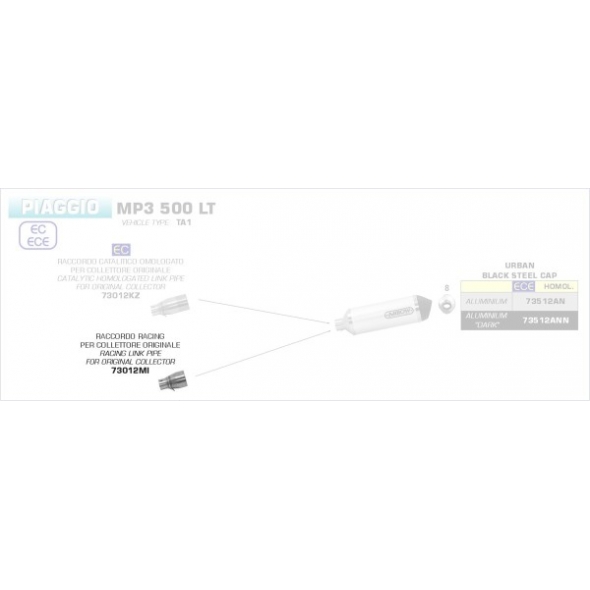 Arrow ARROW PIAGGIO MP3 500LT '17 STAINLESS STEEL LINK PIPE FOR ARROW SILENCERS AND ORIGINAL COLLECTOR | 73012MI | arr_73012MI | euronetbike-net
