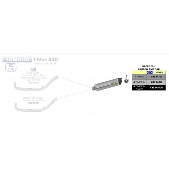 Arrow ARROW YAMAHA T-MAX 530 '17 HOMOLOGATED RACE-TECH TITANIUM SILENCER WITH CARBON END CAP FOR ARROW COLLECTOR | 73514PK | arr_73514PK | euronetbike-net