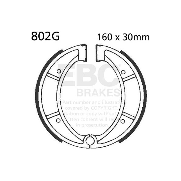 EBC brakes EBC-Brakes Motorcycle Grooved Replacement Brake Shoes to fit Rear Left | ebc_802G | euronetbike-net
