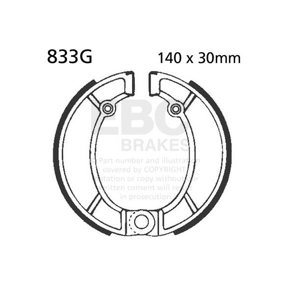 EBC brakes EBC-Brakes Motorcycle Grooved Replacement Brake Shoes to fit Rear Left | ebc_833G | euronetbike-net