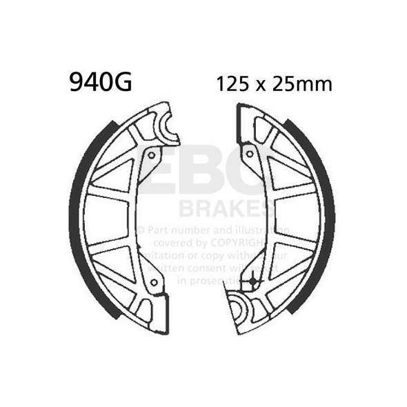 EBC brakes EBC-Brakes Motorcycle Grooved Replacement Brake Shoes to fit Front Left | ebc_940G | euronetbike-net