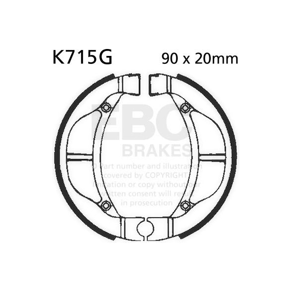 EBC brakes EBC-Brakes Motorcycle Grooved Replacement Brake Shoes to fit Front Left | ebc_K715G | euronetbike-net