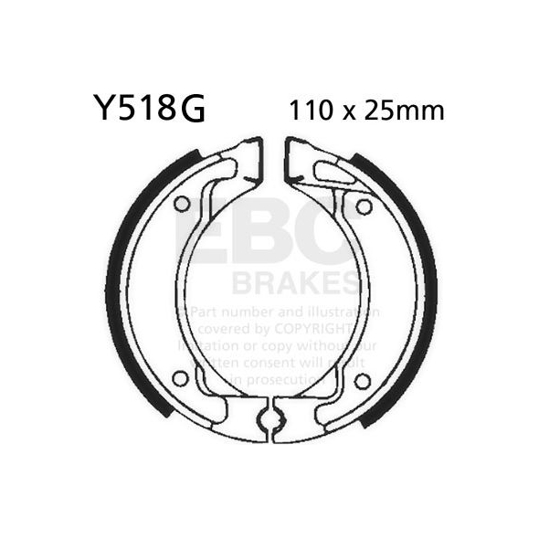 EBC brakes EBC-Brakes Motorcycle Grooved Replacement Brake Shoes to fit Front Left | ebc_Y518G | euronetbike-net