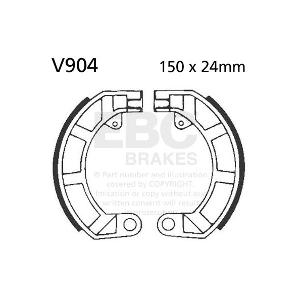 EBC brakes EBC-Brakes Plain Motorcycle Replacement Brake Shoes to fit Rear Left | ebc_V904 | euronetbike-net