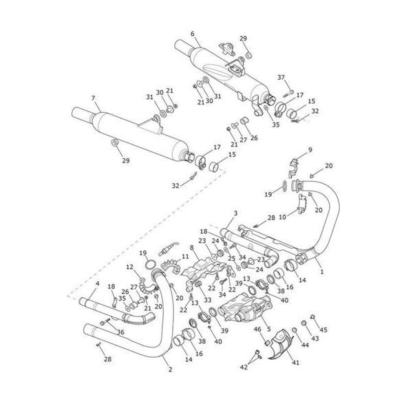Triumph OEM Parts Triumph Exhaust, Link Pipe Assy, RH, Black T2202542 | T2202542 | tri_T2202542 | euronetbike-net