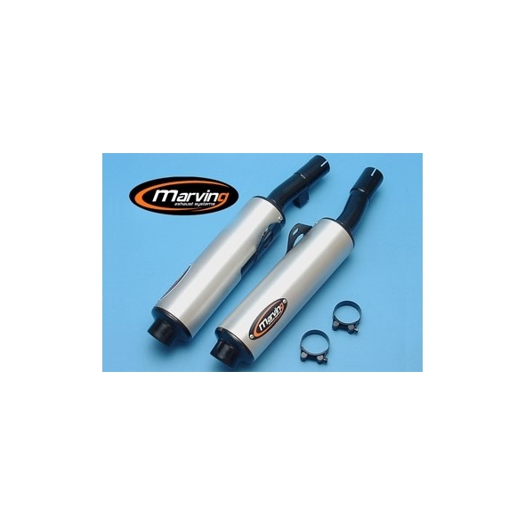 Marving Exhaust MARVING CYLINDRICAL Ø 100 COUPLE - BLACK + ALUMINIUM | S/2111/NC | mvg_S-2111-NC | euronetbike-net