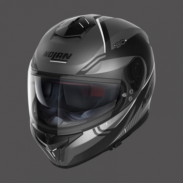 Nolan Nolan Full Face Helmet N80.8 Astute N-com White Lava Grey Matt, XXS | N880005290239 | nol_N880005290238 | euronetbike-net