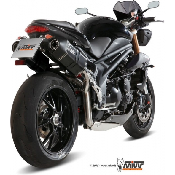 Mivv silencers Mivv SPORT SPEED EDGE 2 SLIP-ON Muffler BLACK STAINLESS STEEL for TRIUMPH SPEED TRIPLE 2011 - 2015 ECE approved | AT.012.LRB | mivv_AT012LRB | euronetbike-net