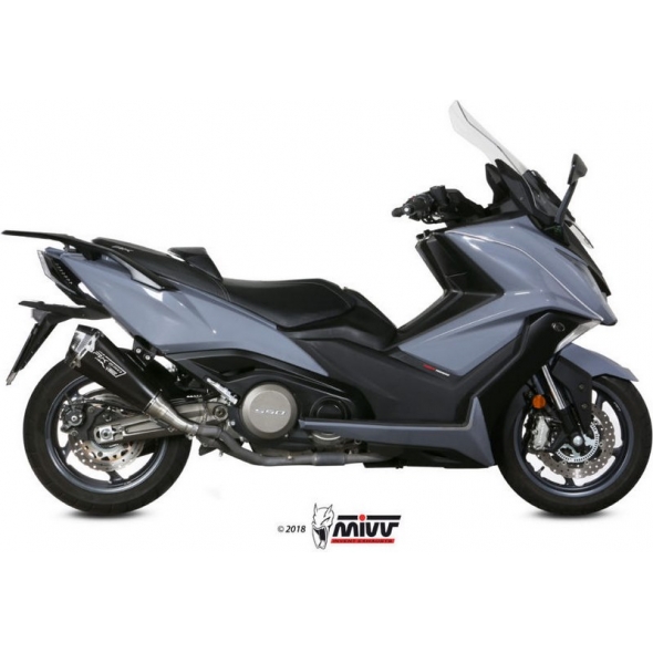 Mivv silencers Mivv SPORT DELTA RACE SLIP-ON Muffler BLACK STAINLESS STEEL for KYMCO AK550 2017 ECE approved (Euro4) Catalyzer is included | O.008.LDRB | mivv_O008LDRB | euronetbike-net