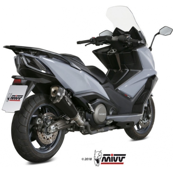 Mivv silencers Mivv SPORT DELTA RACE SLIP-ON Muffler BLACK STAINLESS STEEL for KYMCO AK550 2017 ECE approved (Euro4) Catalyzer is included | O.008.LDRB | mivv_O008LDRB | euronetbike-net
