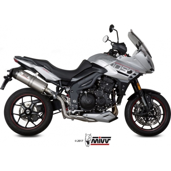 Mivv silencers Mivv SPORT OVAL SLIP-ON Muffler TITANIUM WITH CARBON CAP for TRIUMPH TIGER 1050 SPORT 2017 ECE approved (Euro4) Catalyzer is included | T.017.LNC | mivv_T017LNC | euronetbike-net