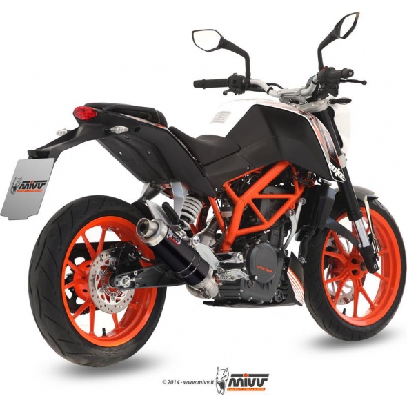 Mivv silencers Mivv SPORT GP Imp. compl./Full sys. 1x1 BLACK STAINLESS STEEL for KTM 390 DUKE 2013 - 2016 EC approved Catalyzer is included | KT.012.LXB | mivv_KT012LXB | euronetbike-net