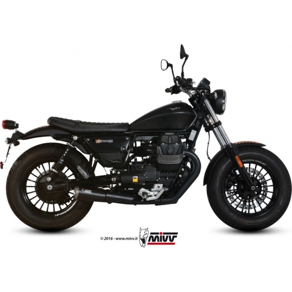 Mivv silencers Mivv SPORT GHIBLI 2 SLIP-ON Muffler BLACK STAINLESS STEEL for MOTO GUZZI V9 BOBBER / ROAMER 2016 - 2016 NOT approved | M.011.SGB | mivv_M011SGB | euronetbike-net