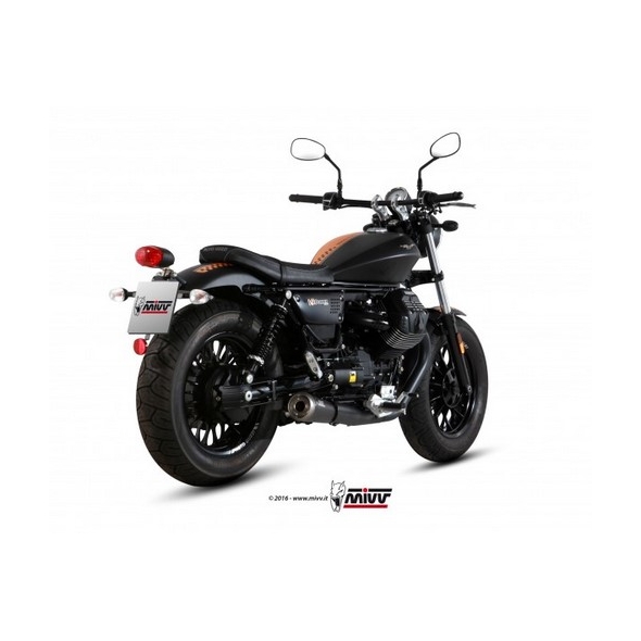 Mivv silencers Mivv SPORT GHIBLI 2 SLIP-ON Muffler BLACK STAINLESS STEEL for MOTO GUZZI V9 BOBBER / ROAMER 2016 - 2016 NOT approved | M.011.SGB | mivv_M011SGB | euronetbike-net
