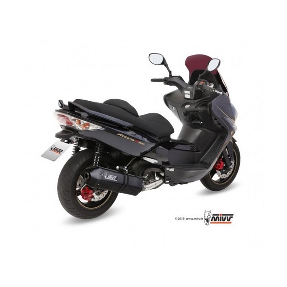 Mivv silencers Mivv SPORT SPEED EDGE Imp. compl./Full sys. 1x1 BLACK STAINLESS STEEL for KYMCO XCITING 500 2013 - 2014 EC approved | O.003.LRB | mivv_O003LRB | euronetbike-net