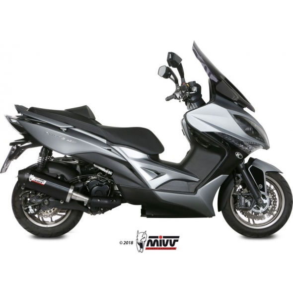 Mivv silencers Mivv SPORT OVAL SLIP-ON Muffler BLACK STAINLESS STEEL WITH CARBON CAP for KYMCO XCITING 400 2013 ECE approved (Euro4) Catalyzer is included | O.010.LVC | mivv_O010LVC | euronetbike-net