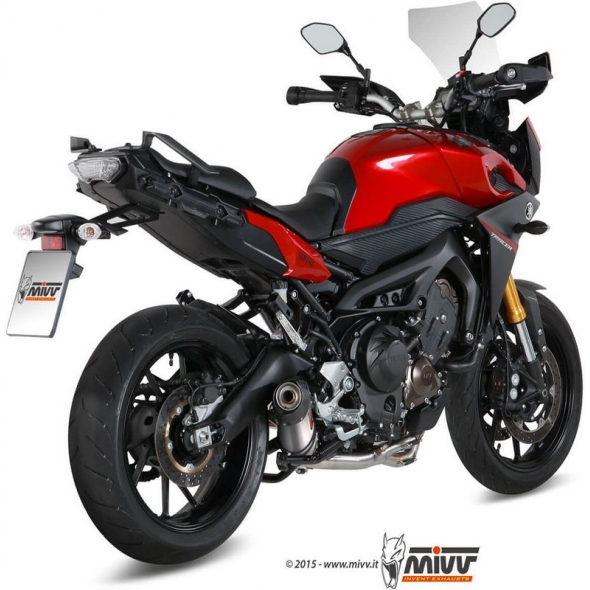 Mivv silencers Mivv SPORT OVAL Imp. compl./Full sys. 3x1 TITANIUM WITH CARBON CAP for YAMAHA Tracer 900 2015 ECE approved (Euro3/Euro4) Catalyzer is included | Y.049.L4C | mivv_Y049L4C | euronetbike-net