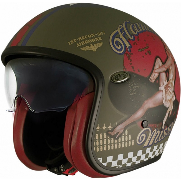 Premier Premier Open Face Helmet VINTAGE PIN UP MILITARY BM | APJETVIEFIBPMM00XL | pre_APJETVIEFIBPMM000S | euronetbike-net
