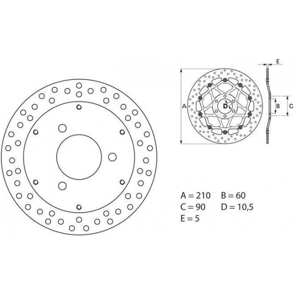 Brembo BREMBO Oro Brake Disc Round Fix | 68B40725 | brem_68B40725 | euronetbike-net